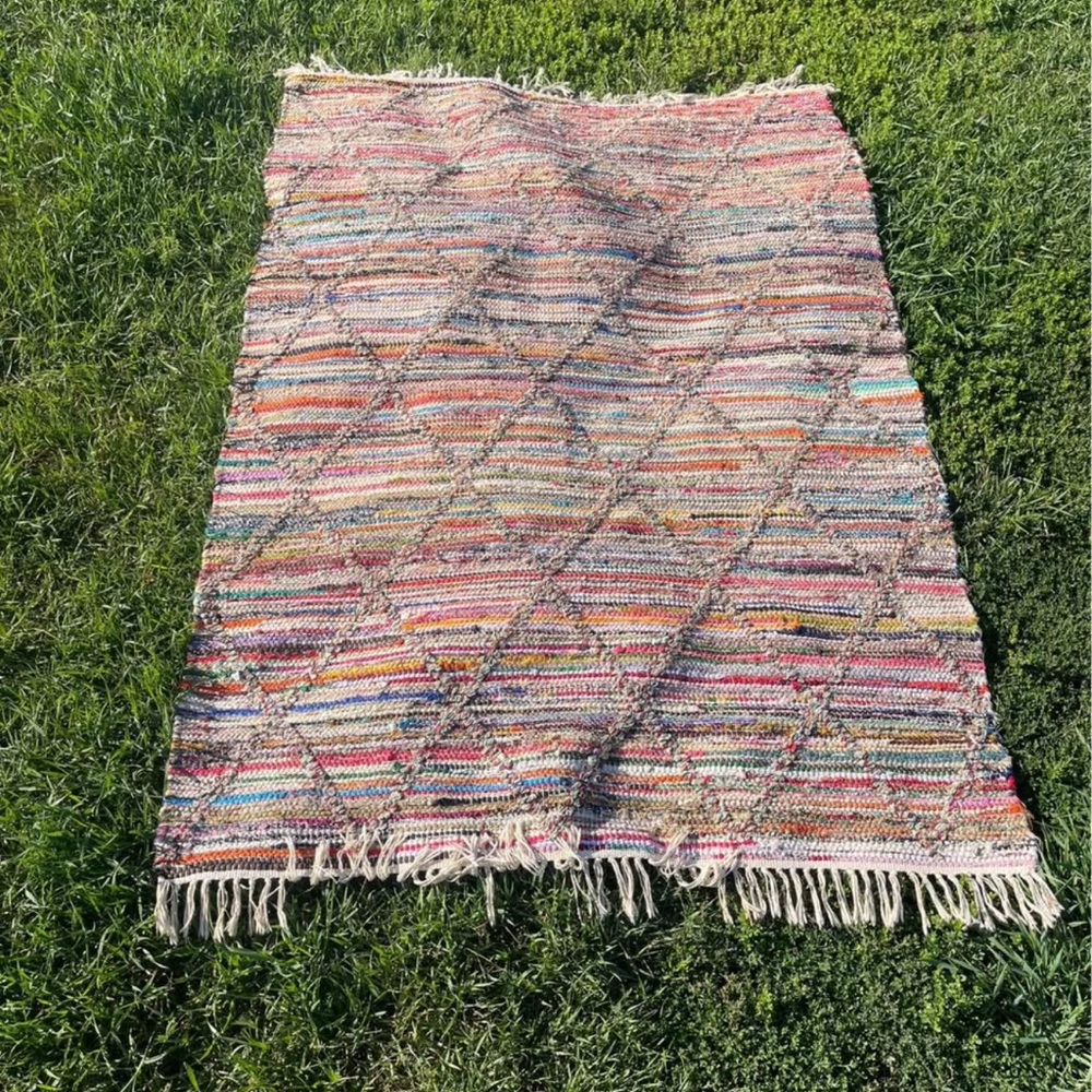 Vintage Patterned Rag Rug (6’ x 4’)